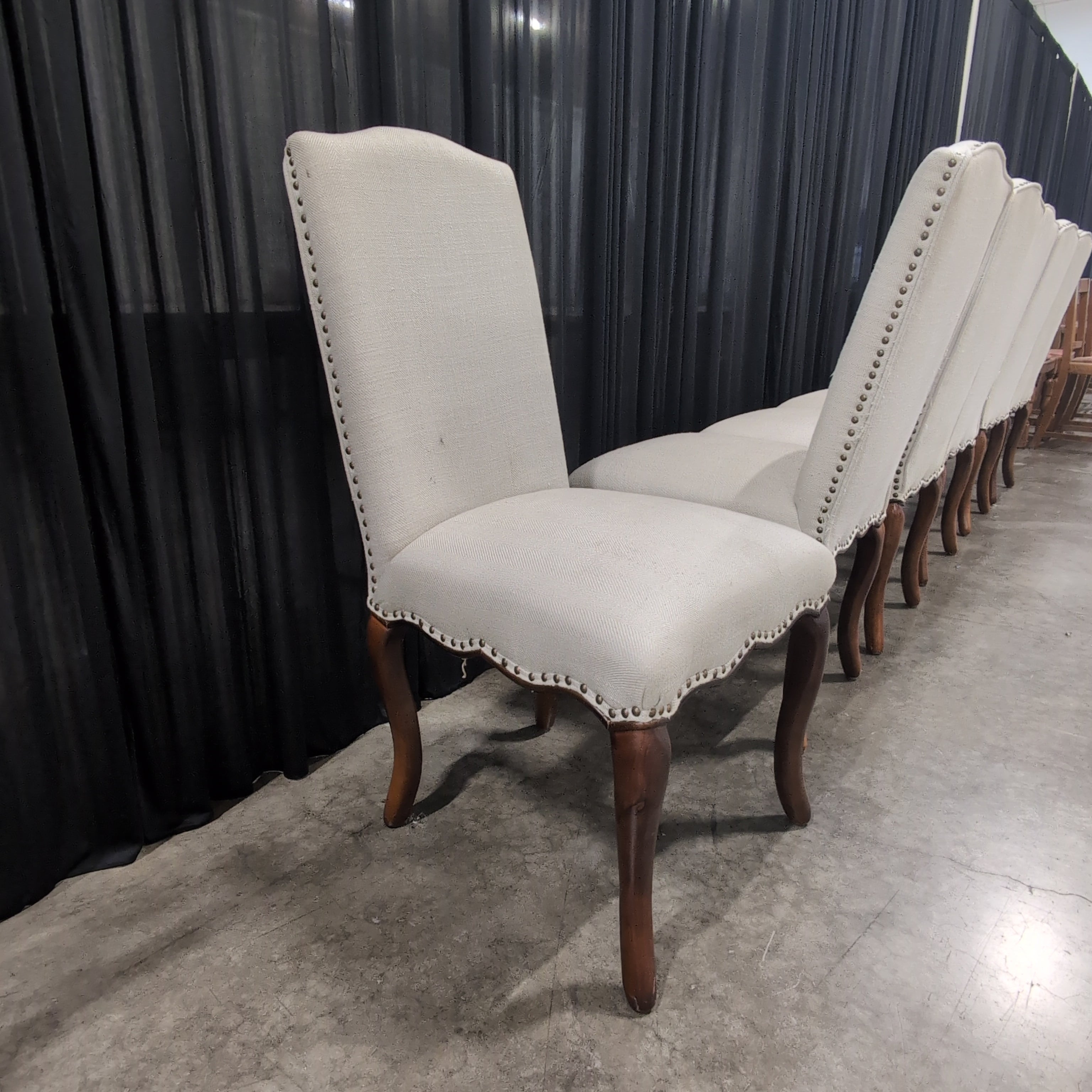 French Provincial Style Light Upholstered Dining Chair with Cabriole Legs