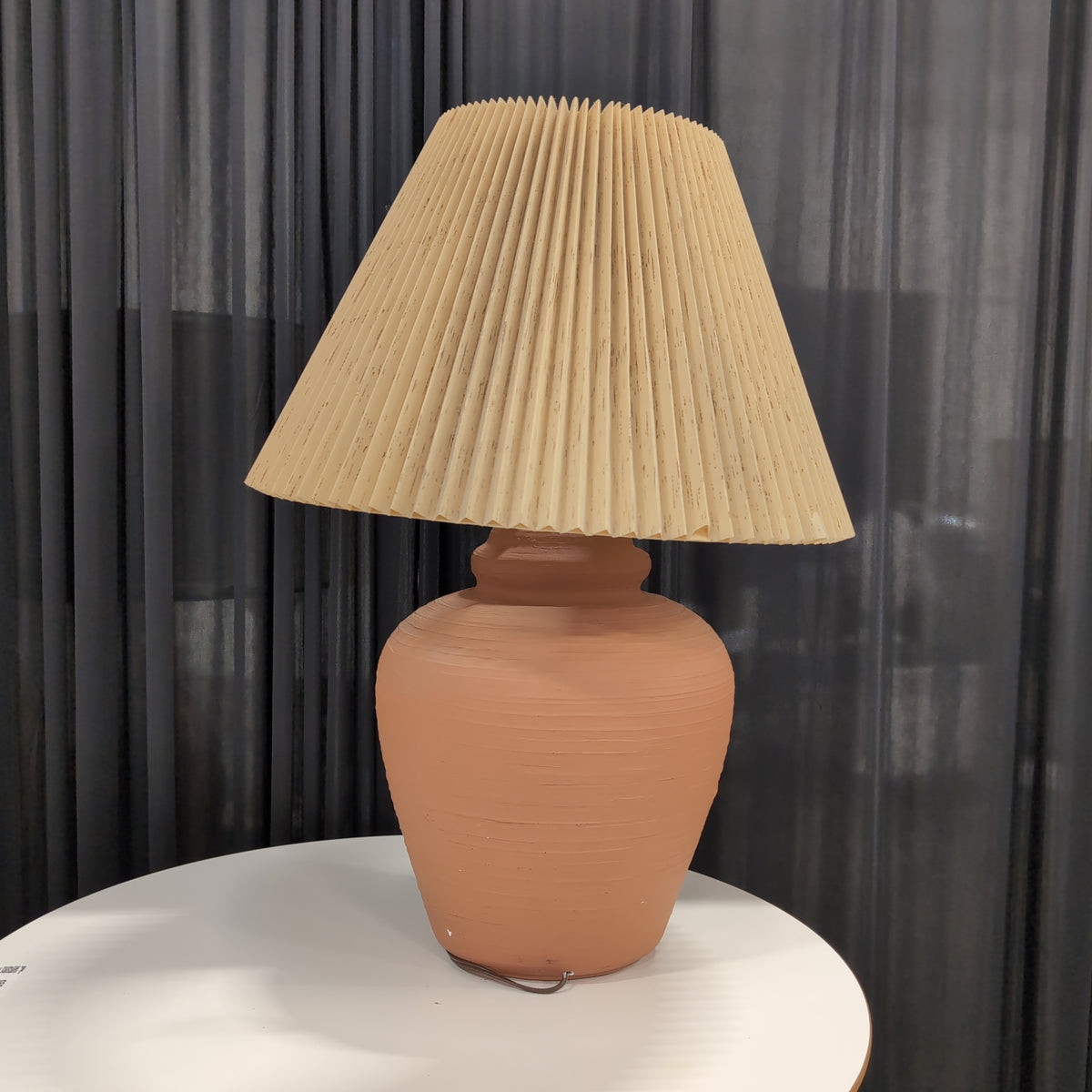 Terracotta Base Table Lamp with Pleated Shade
