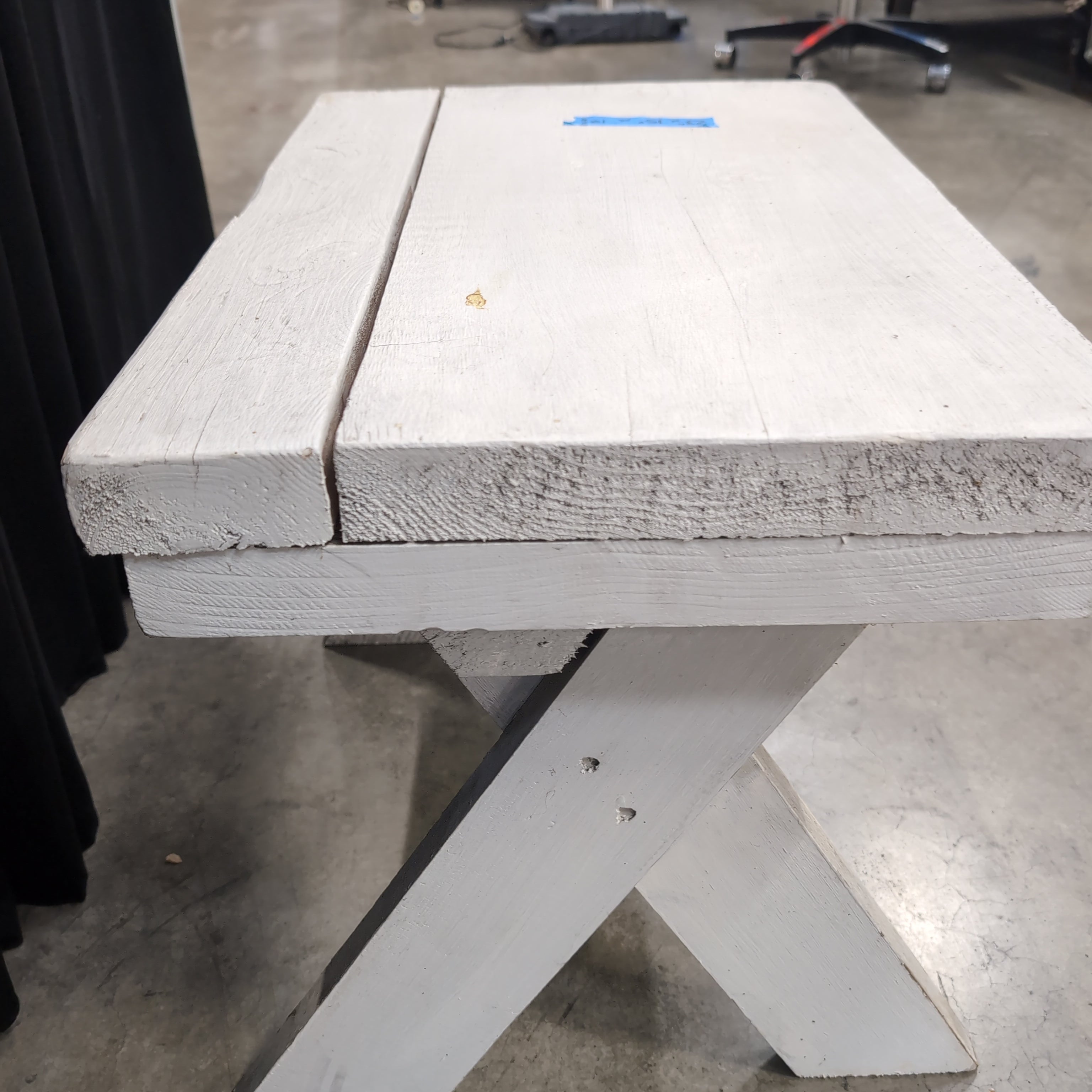 Light Wood Outdoor End Table with X-Base