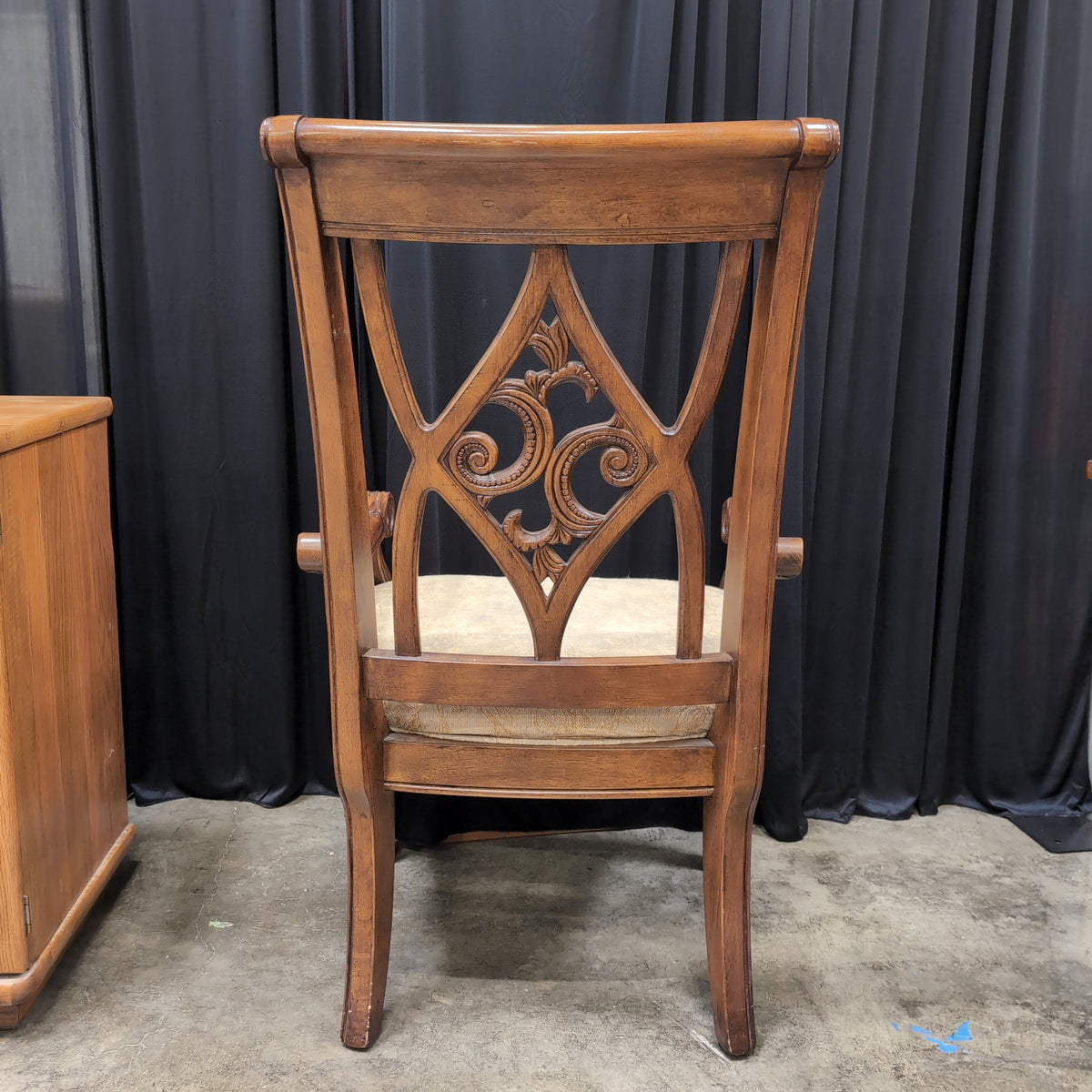 Ornate Carved Back Dining Table Set with Six Chairs