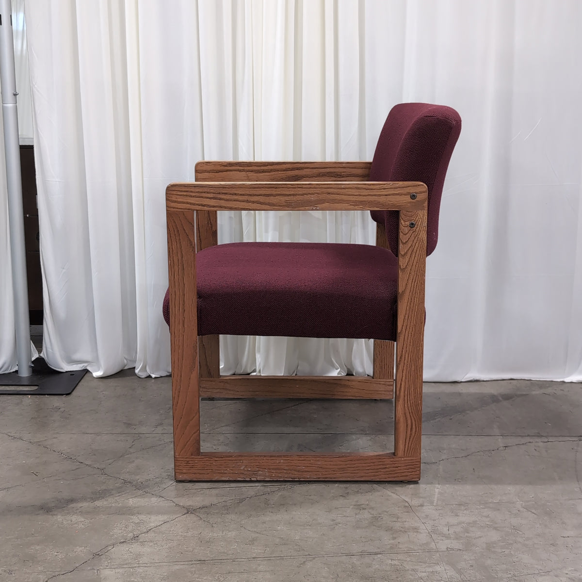 Light Wood Frame Upholstered Chair in Burgundy Fabric