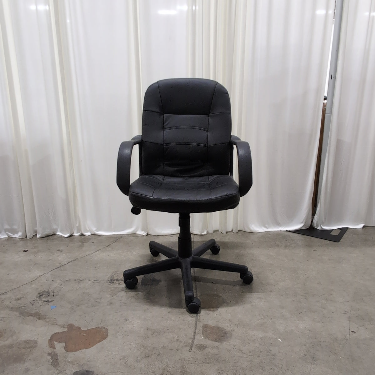 Black Tufted Executive Office Chair in Faux Leather