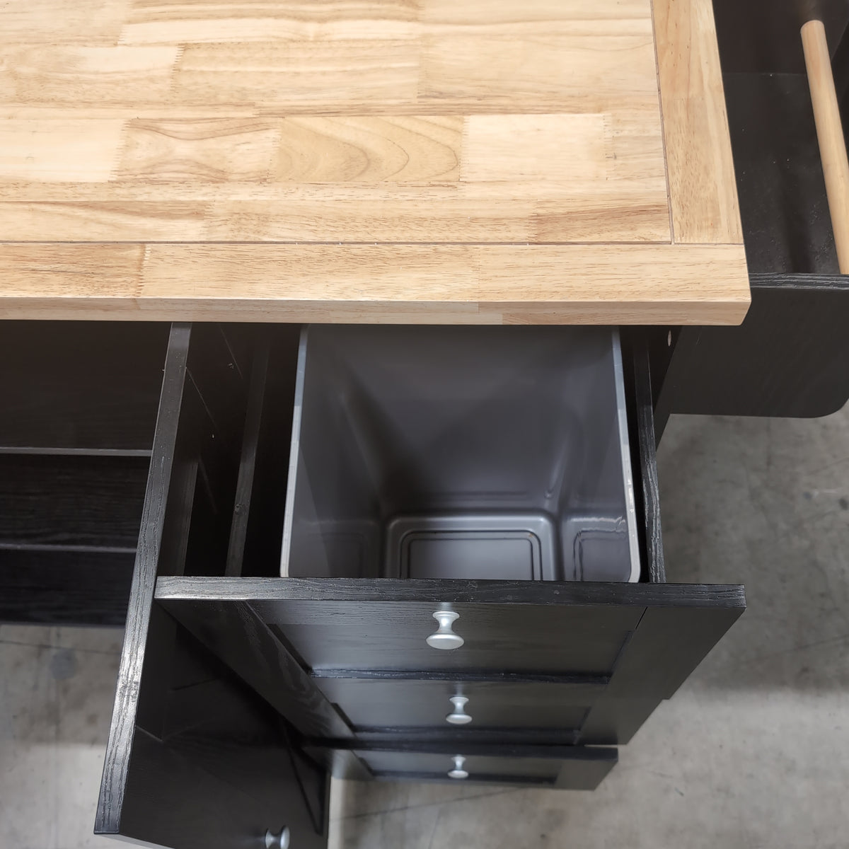 Dark Wood Kitchen Island with Butcher Block Top