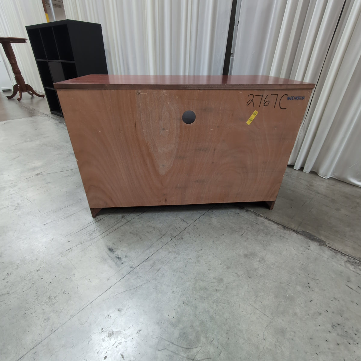 Cherry Finish Wood TV Stand with Paneled Doors