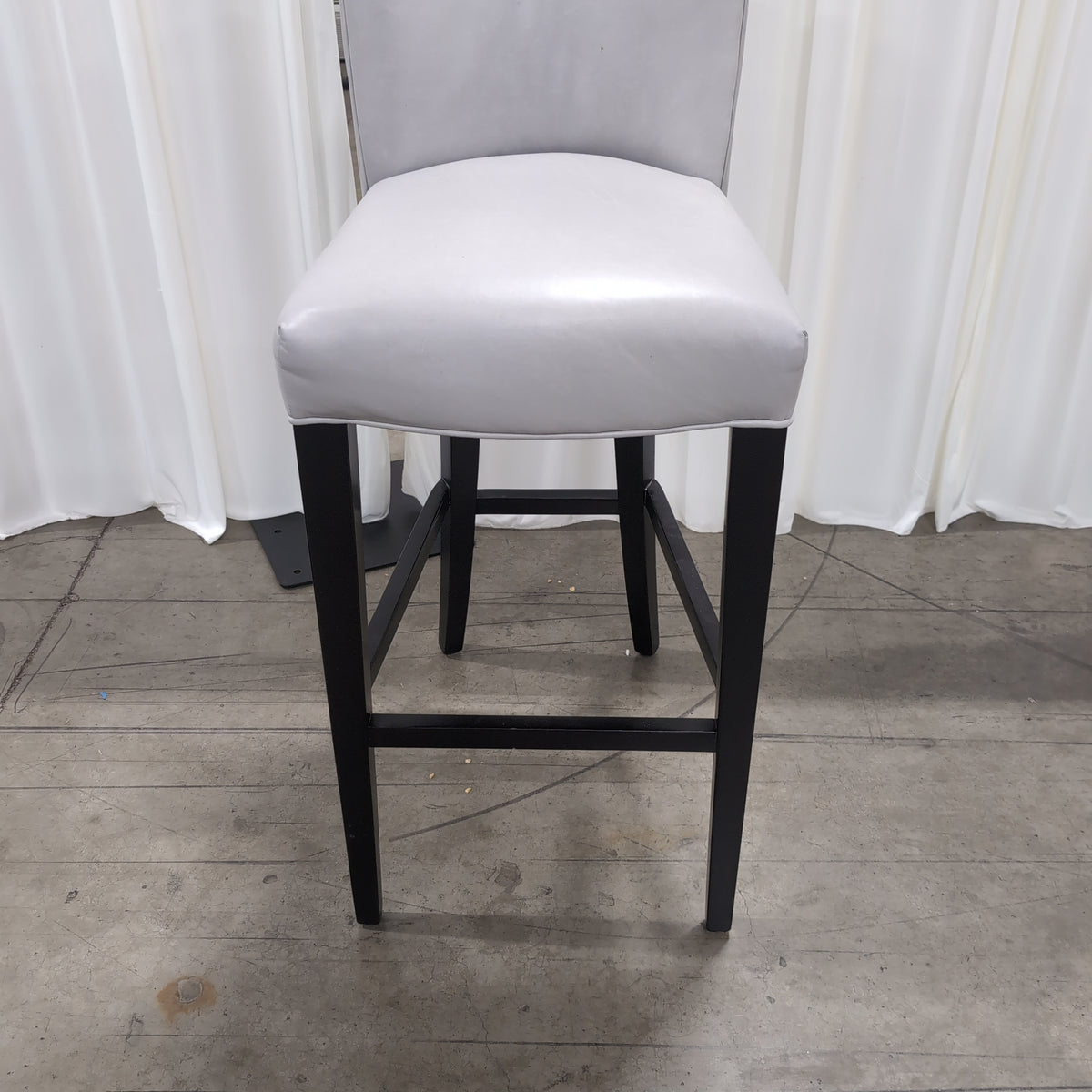 Modern Light Grey Upholstered Chair with Dark Wood Legs