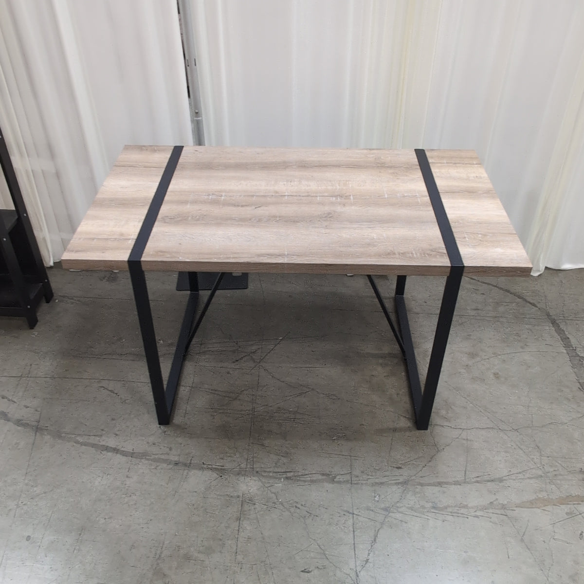 Light Wood-Look Industrial Dining Table