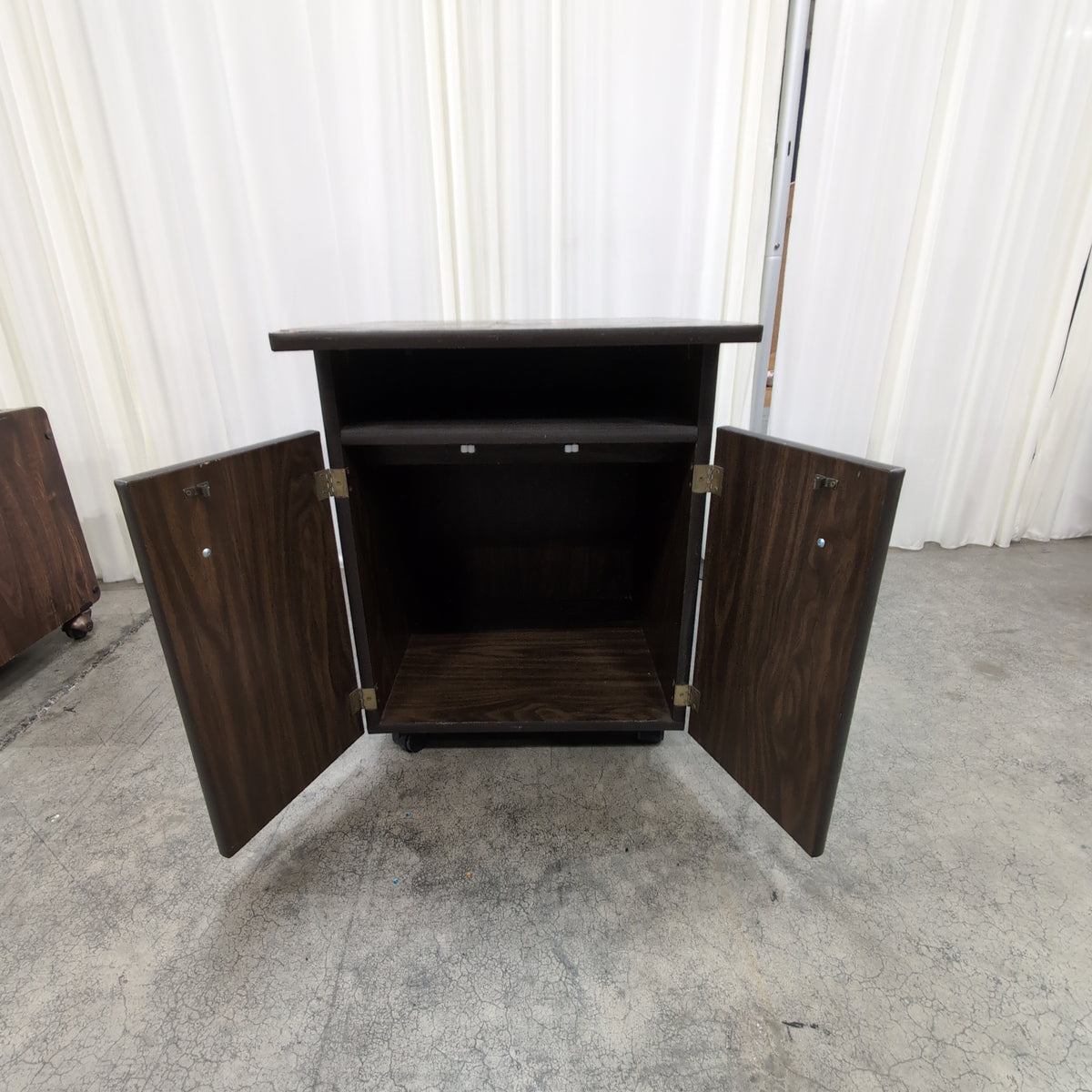 Dark Wood Two-Door Storage End Table