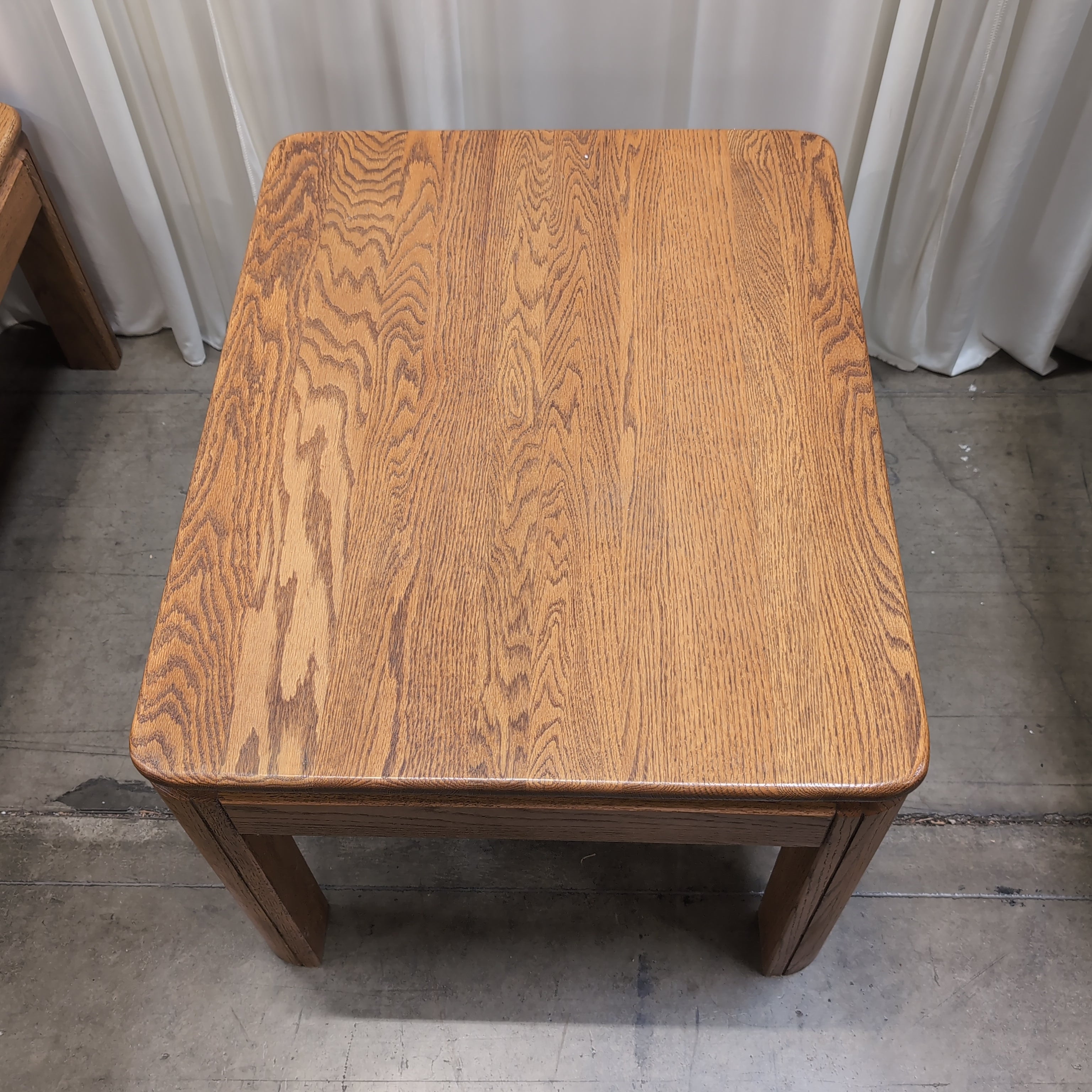Natural Wood Square End Table with Rounded Edges