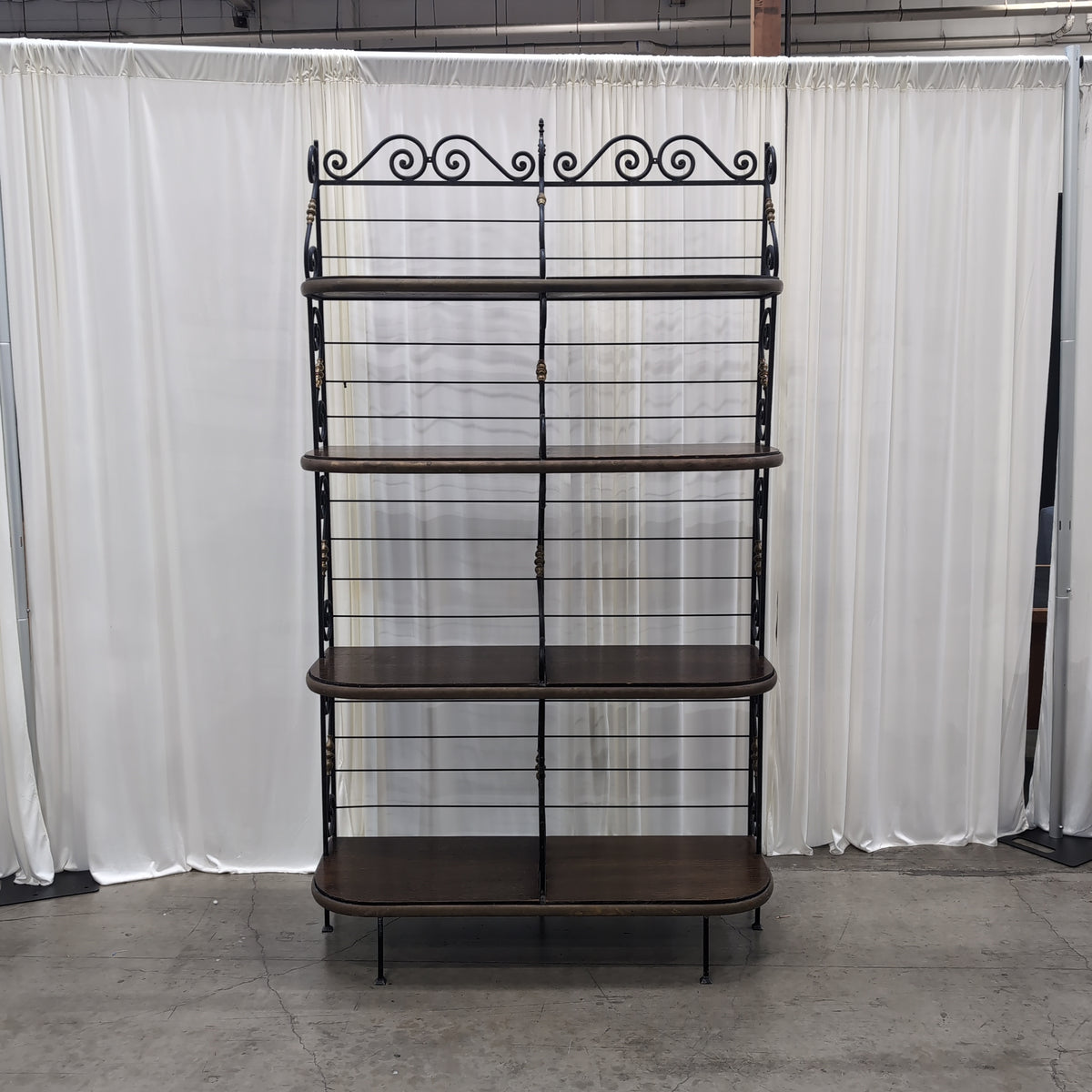 Ornate Black Metal Four-Tier Baker's Rack