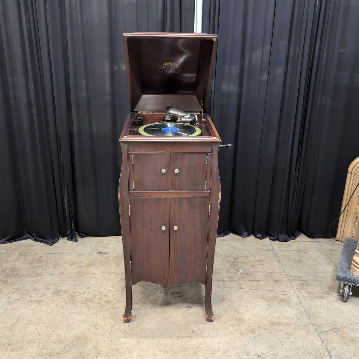 Dark Brown Wood Vintage Storage Cabinet with Double Doors