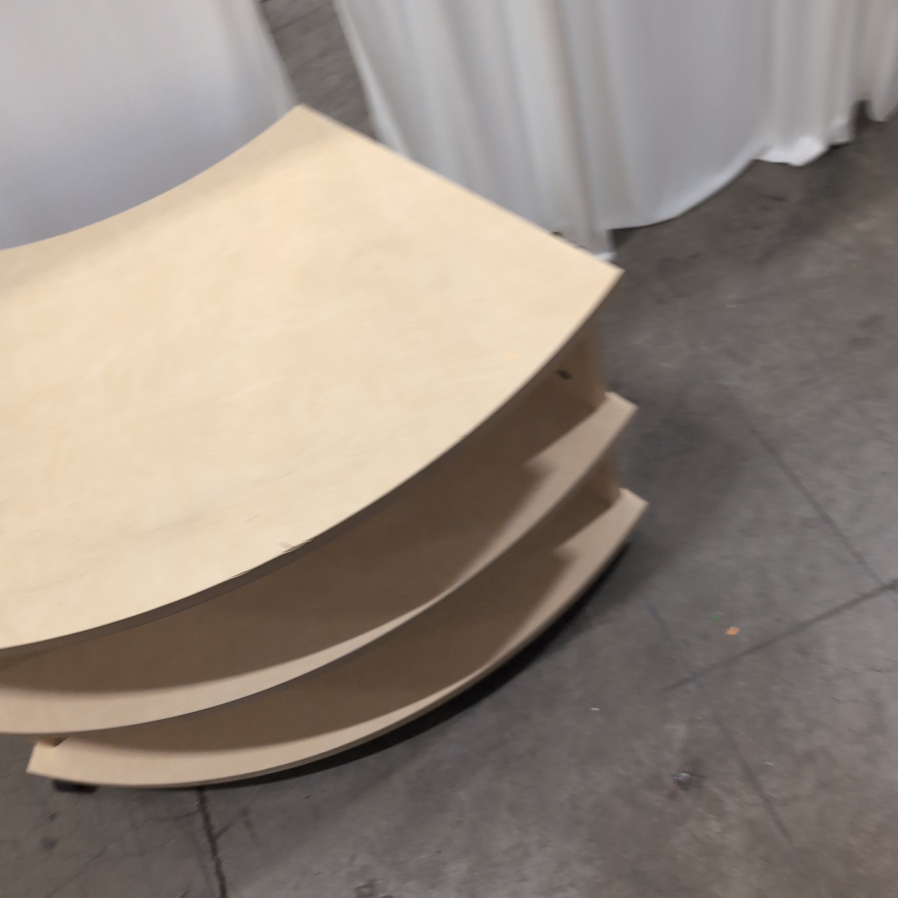 Three-Tier Curved Light Wood Bookcase