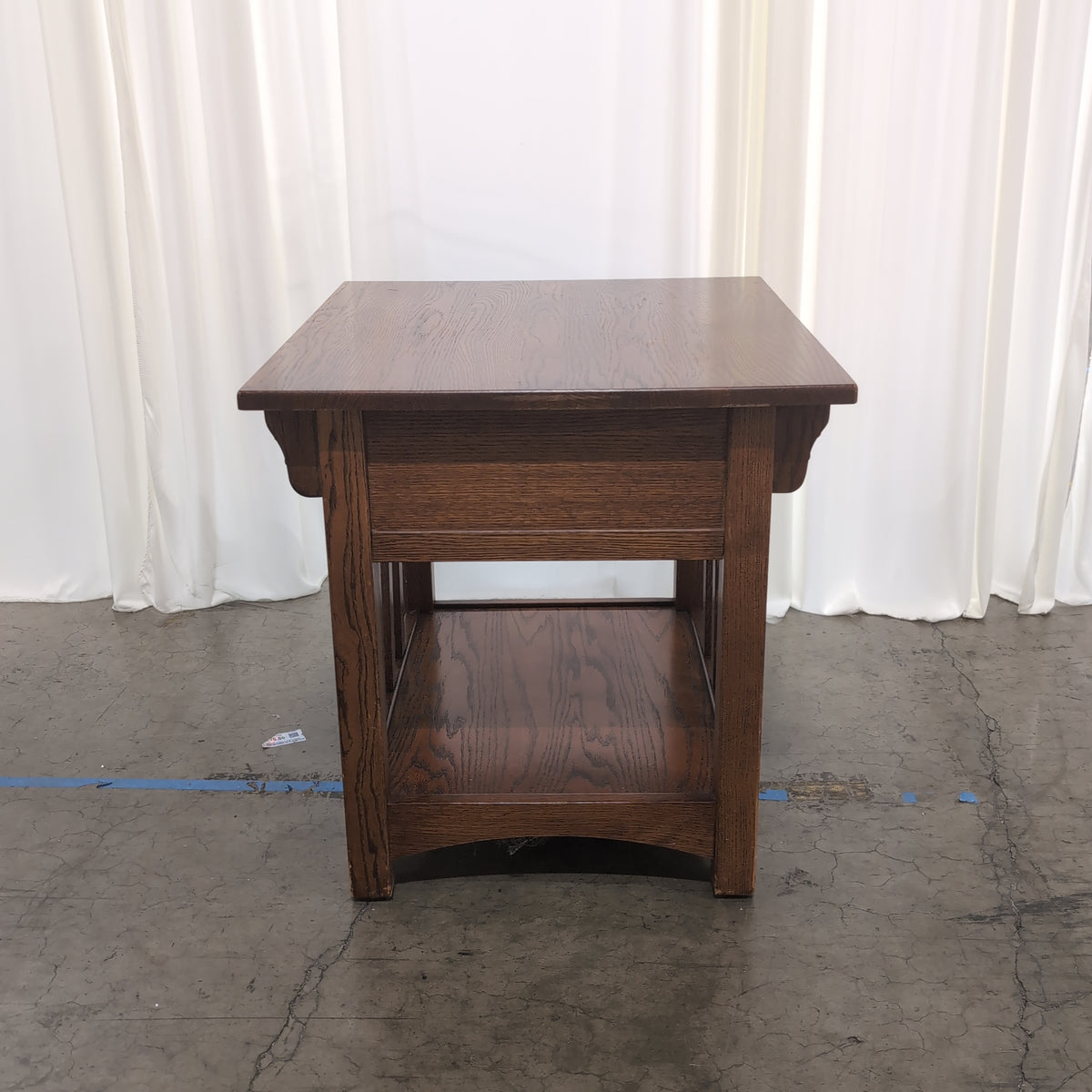 Mission Style Wood End Table with Drawer and Shelf