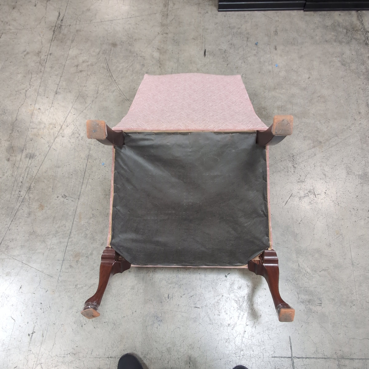 Mauve Upholstered Wingback Chair with Geometric Pattern