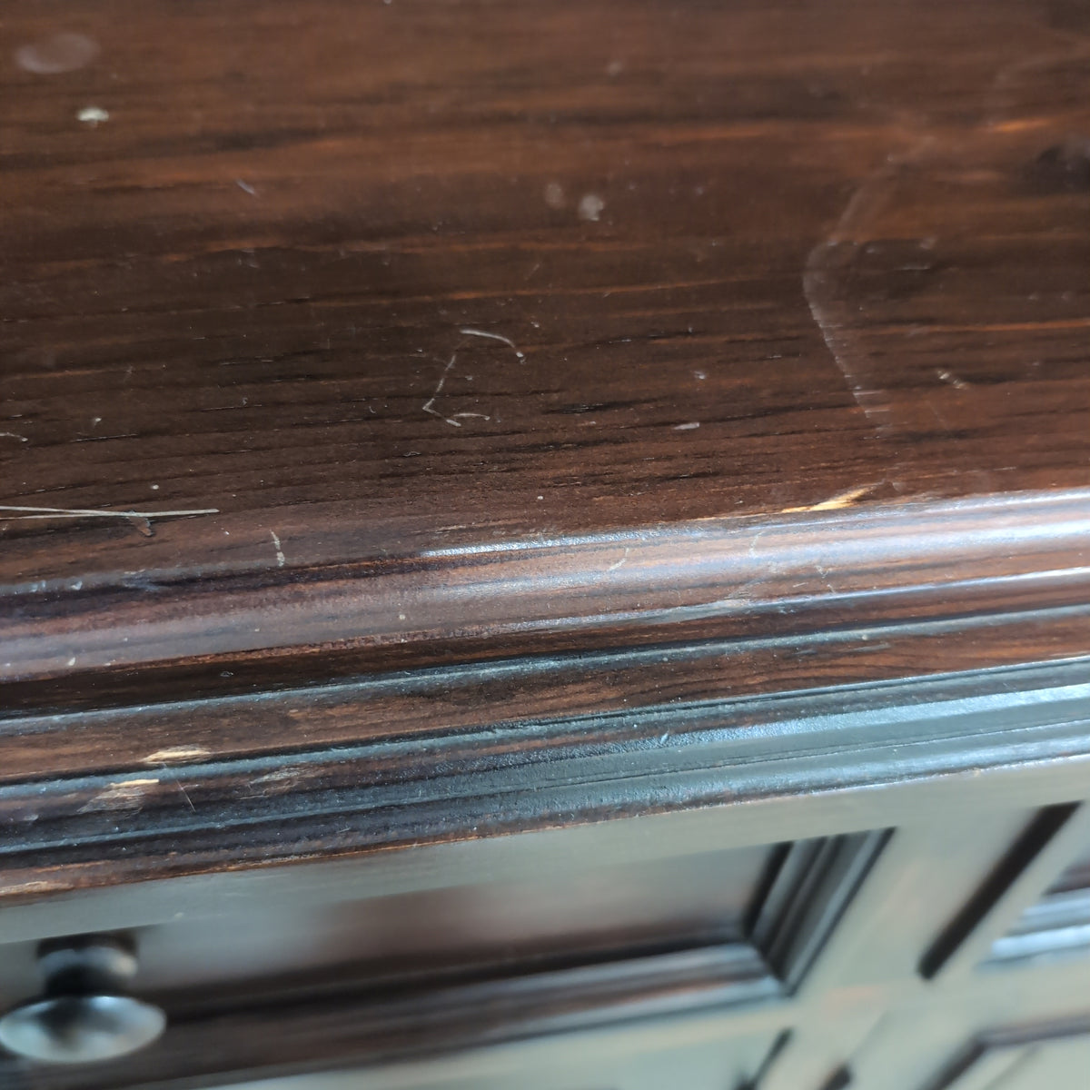 Dark Stained Hardwood China Cabinet and Buffet Set