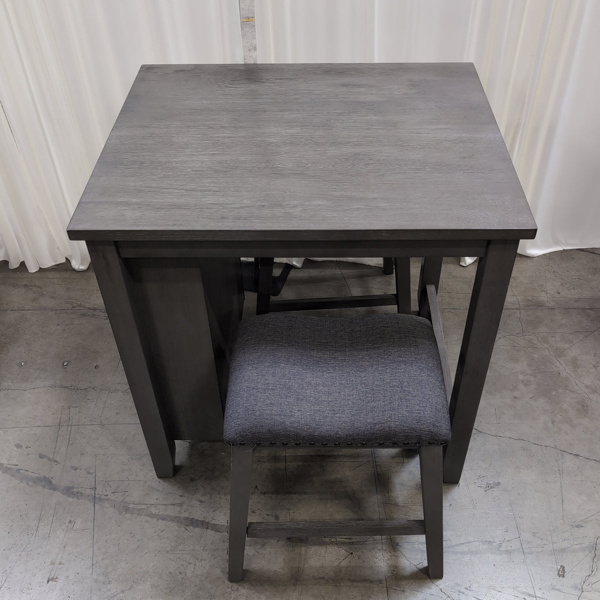 Grey Wood Kitchen Island with Open Shelves