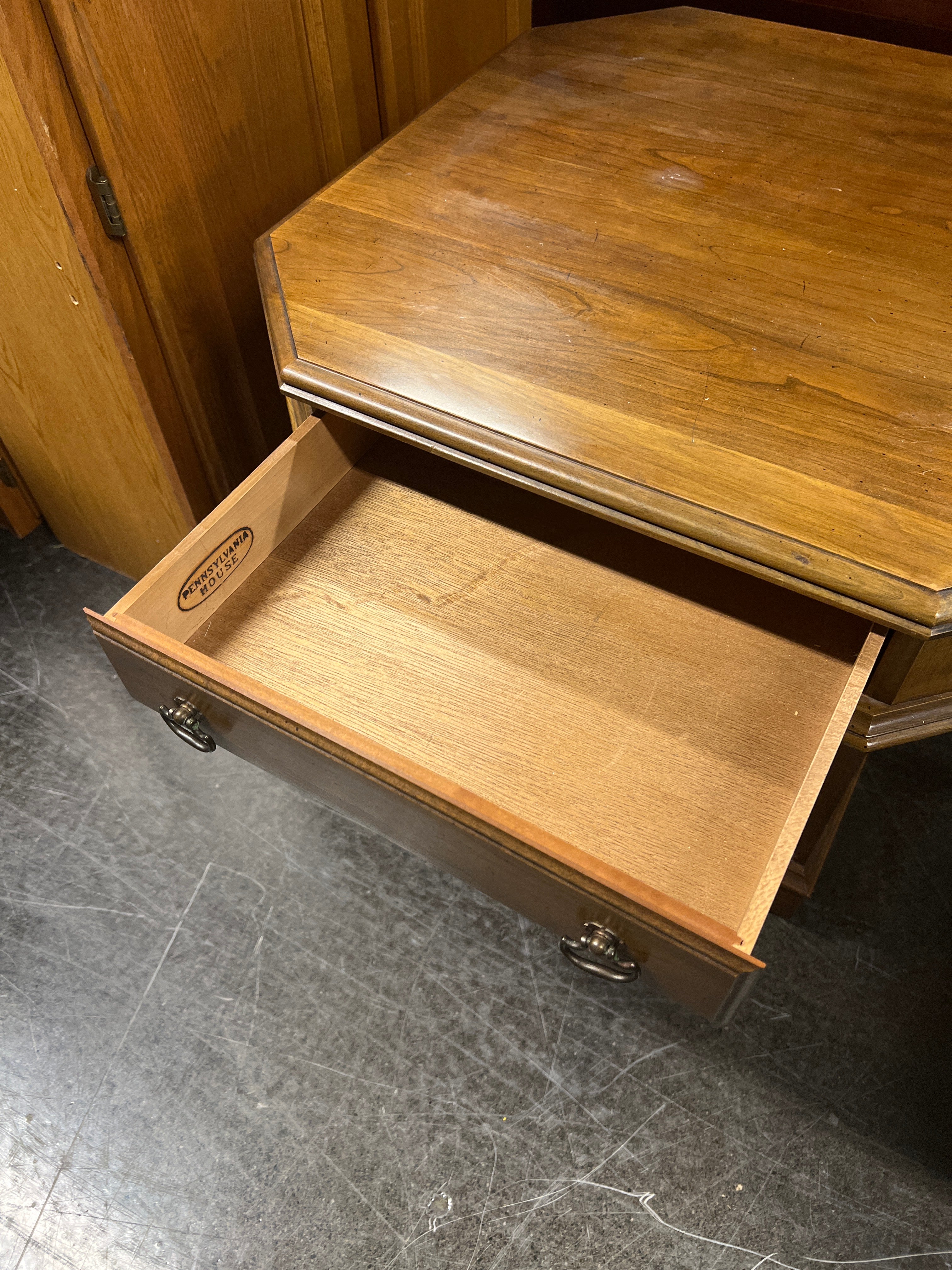 Vintage Pennsylvania House Octagonal End Table with Drawer & Cabinet