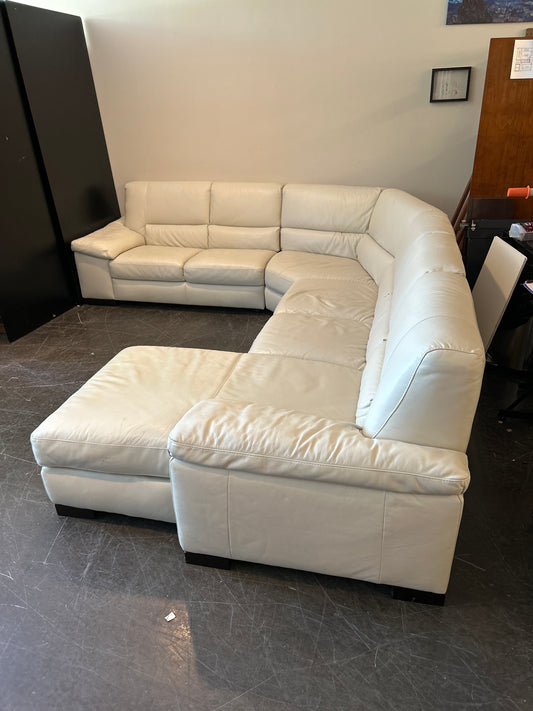 Natuzzi Italsofa White Leather Sectional Sofa