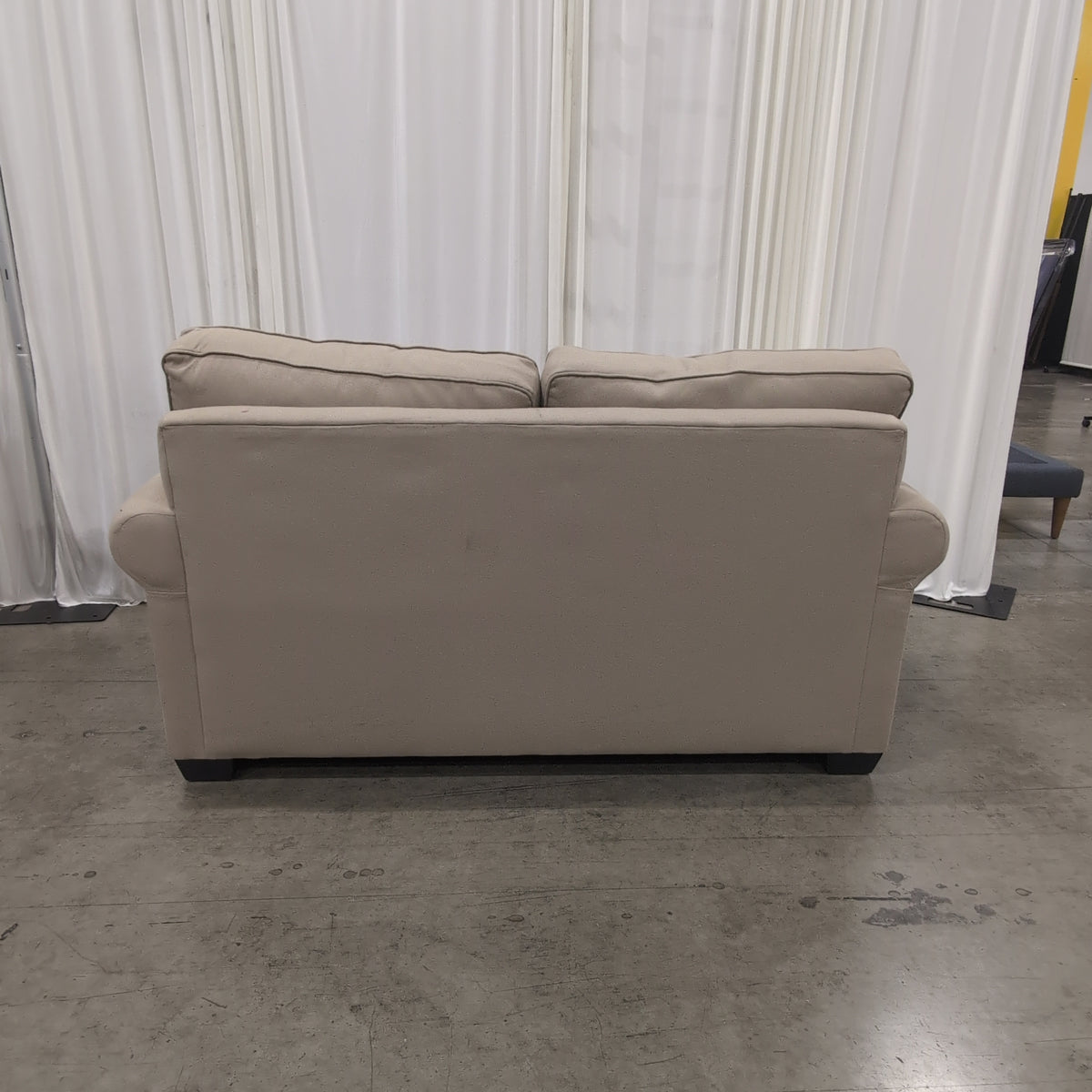Tan Fabric Rolled Arm Loveseat