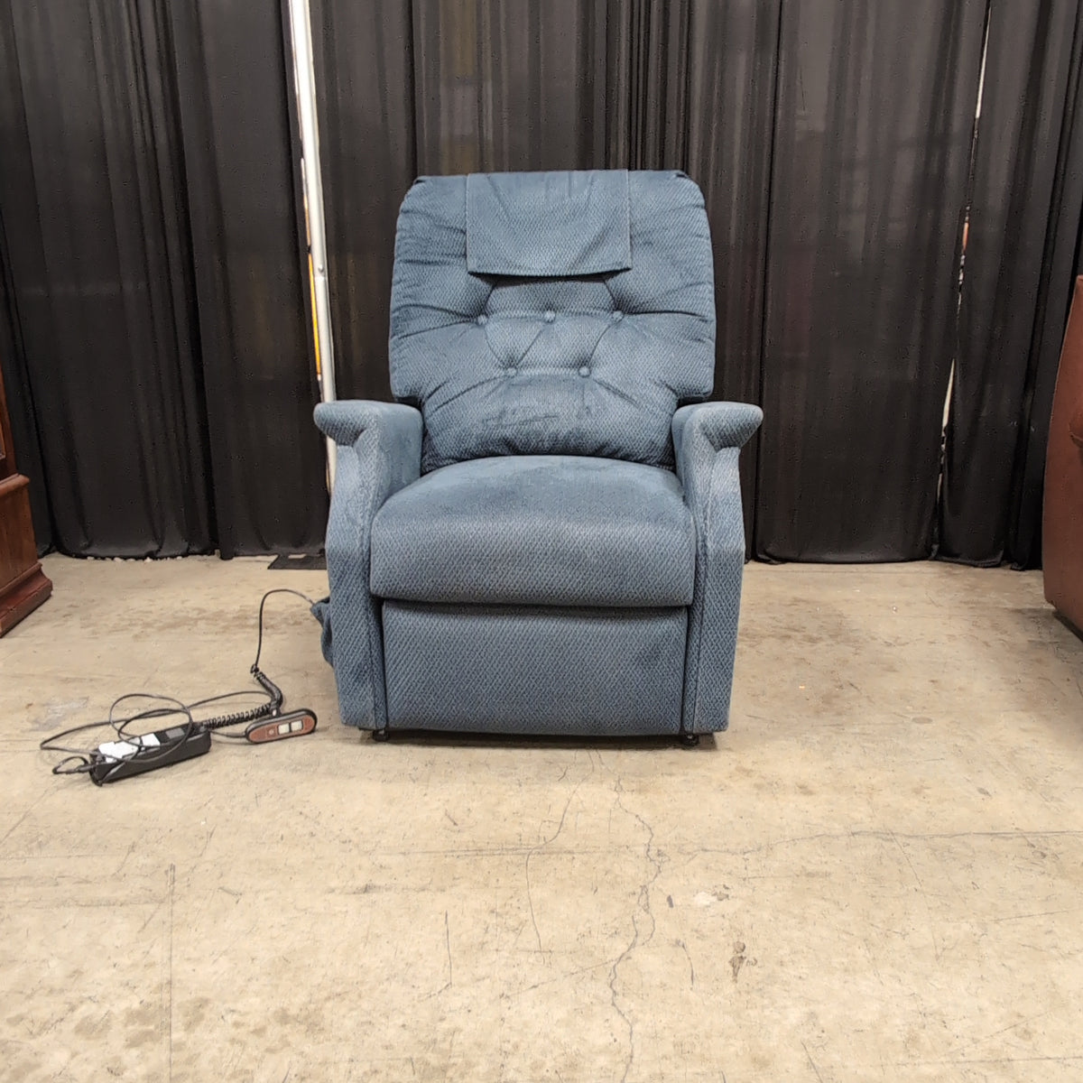 Golden Technologies-Blue Upholstered Tufted Recliner