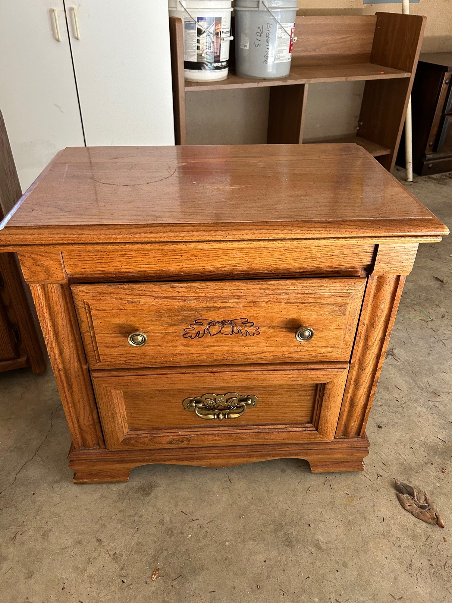 Oak 2 Drawer Night Stand