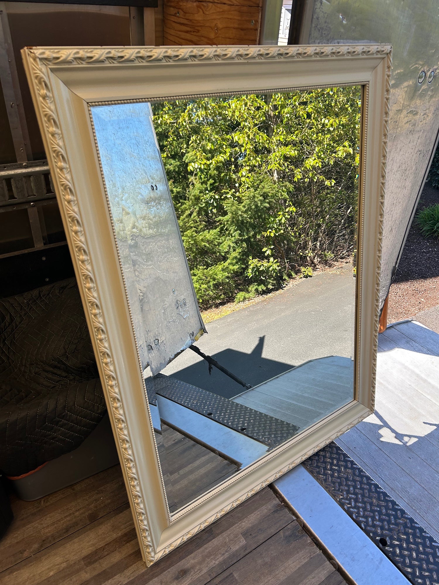 Mirror With White Frame Trim