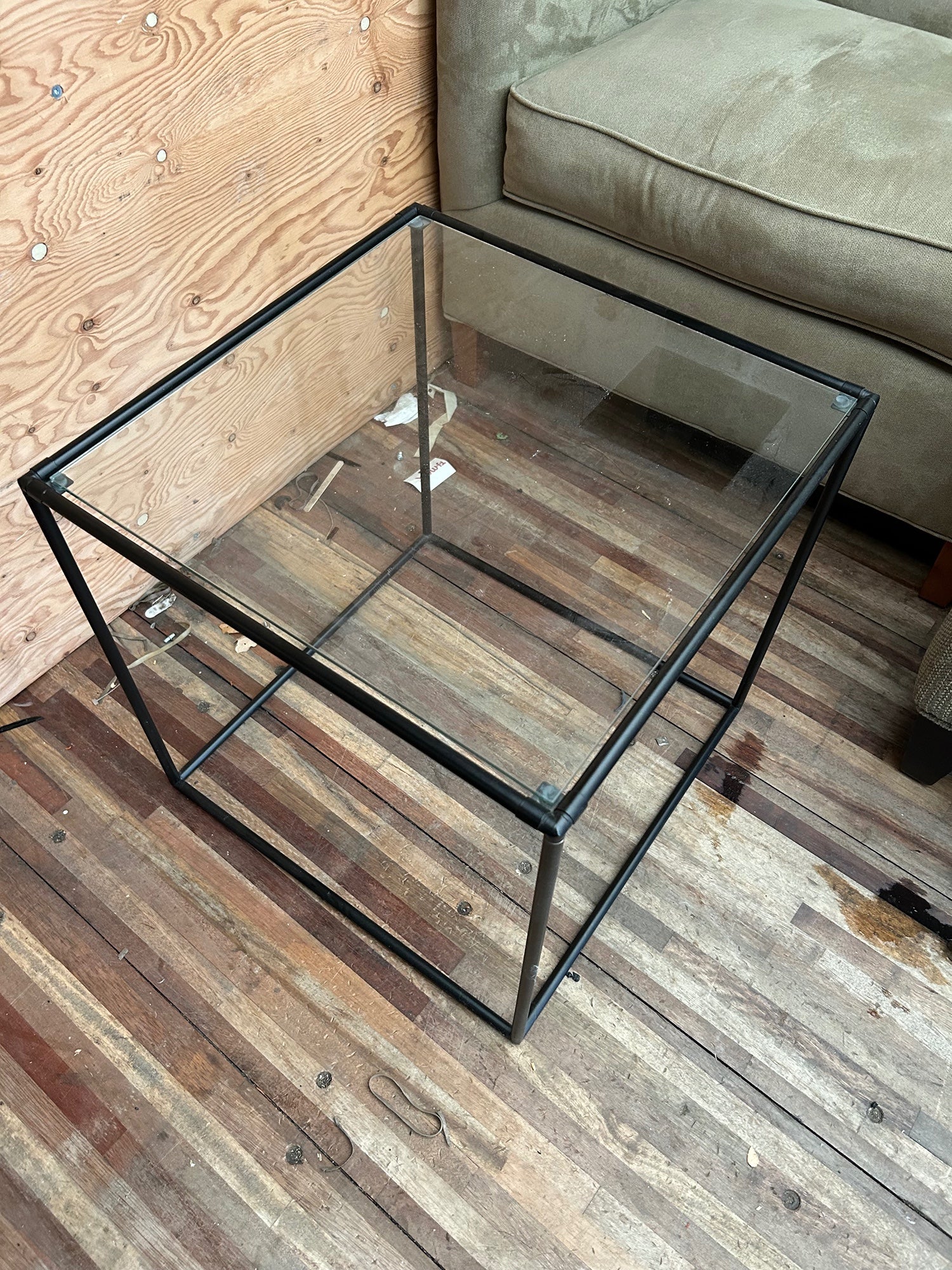 Black Metal and Glass End Table