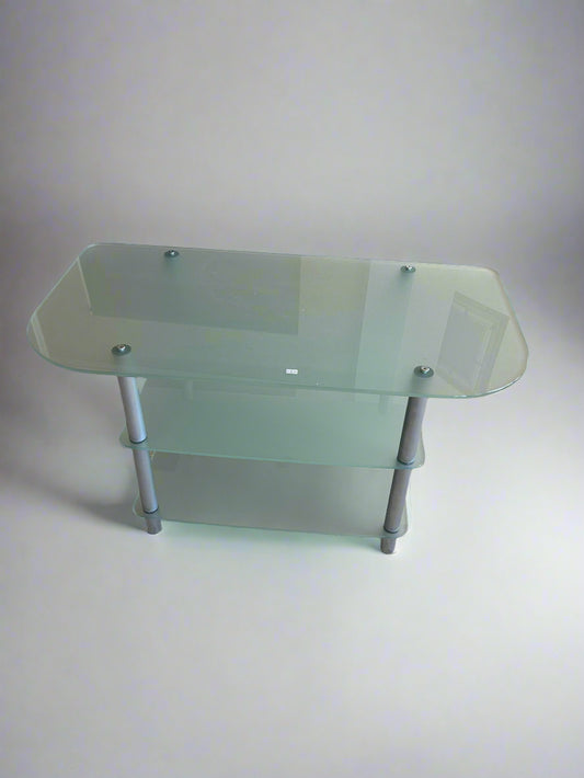 3 Tier Frosted Glass Accent Table
