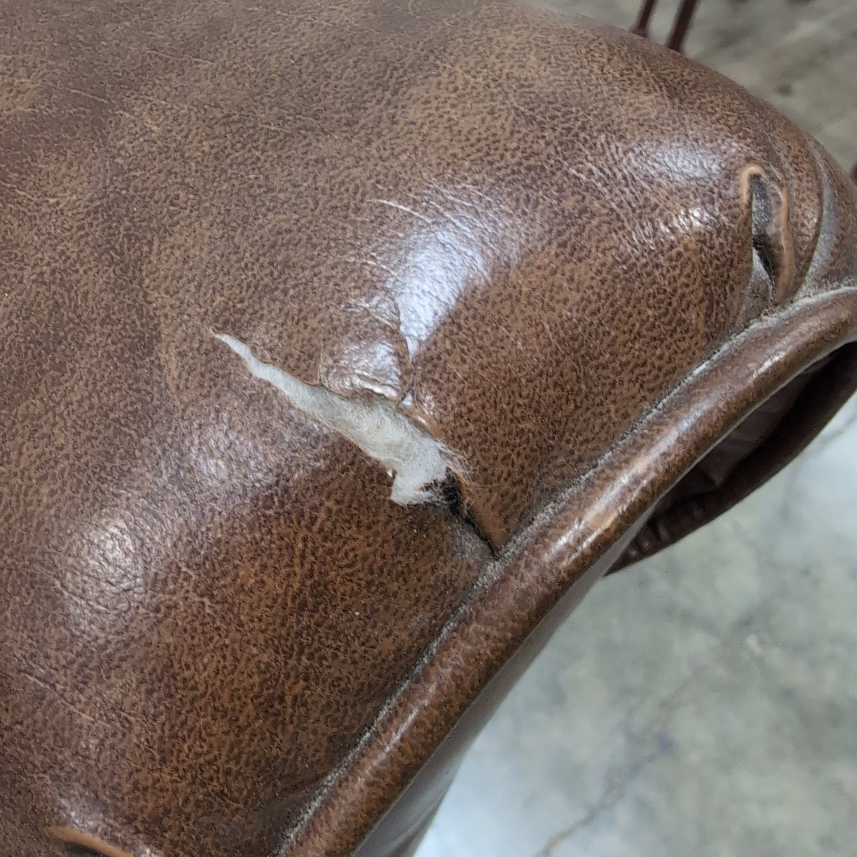 Brown Tufted Leather Recliner with Rolled Arms