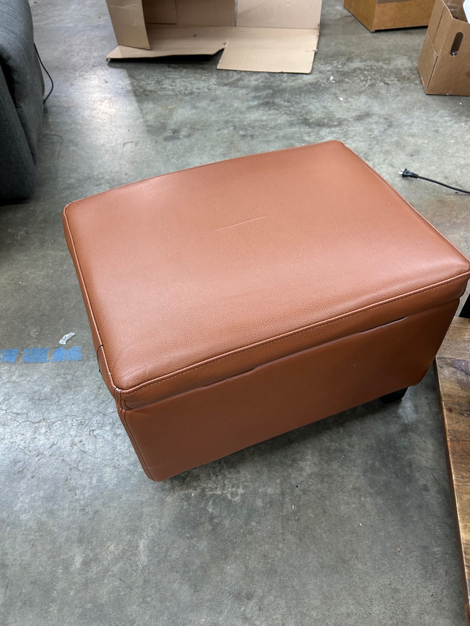 Brown Leather Ottoman With Storage