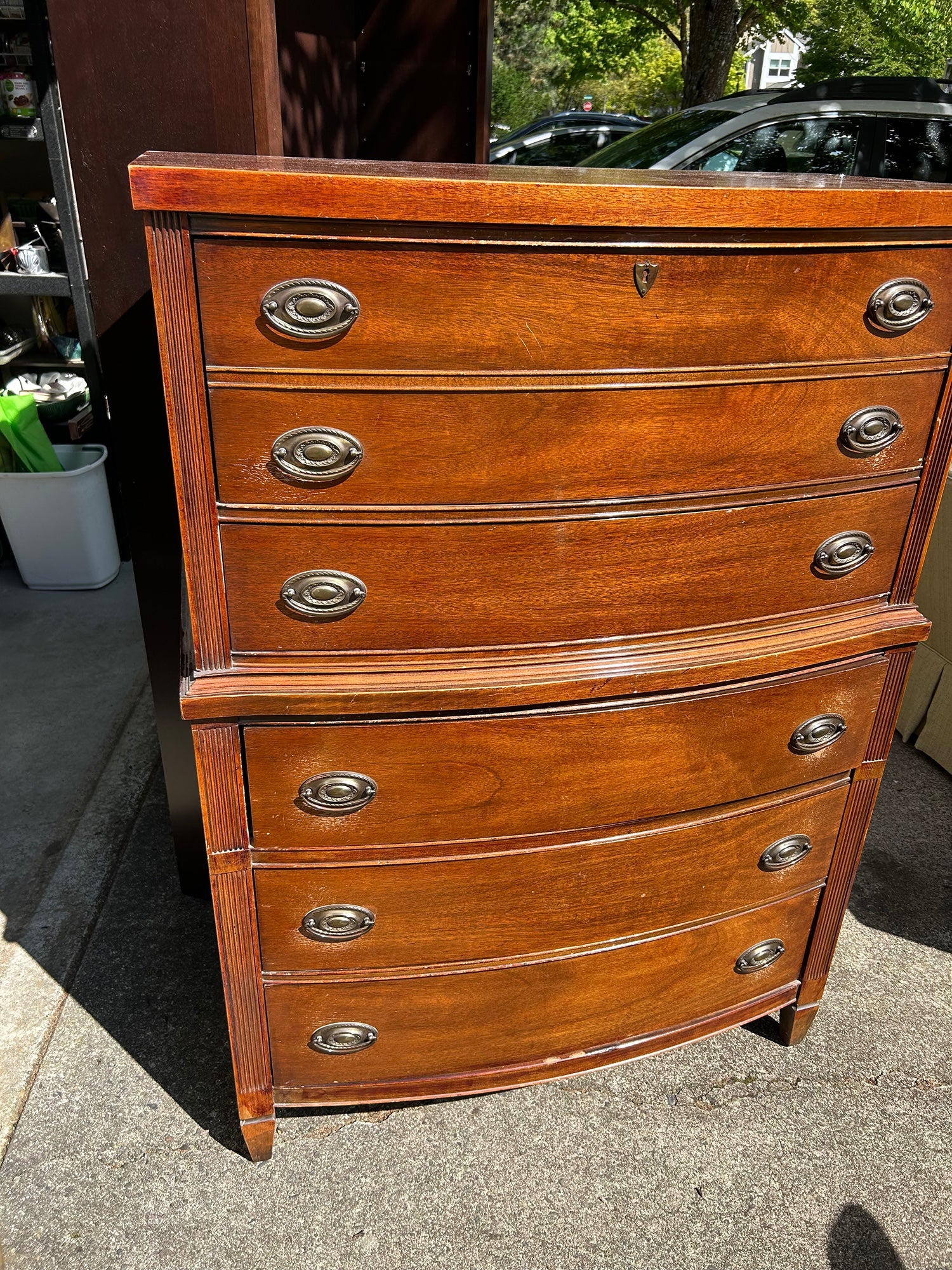 6 Drawer Highboy Dresser With Silver Pulls