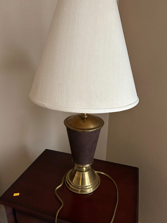 Brass Table Lamp with White Shade