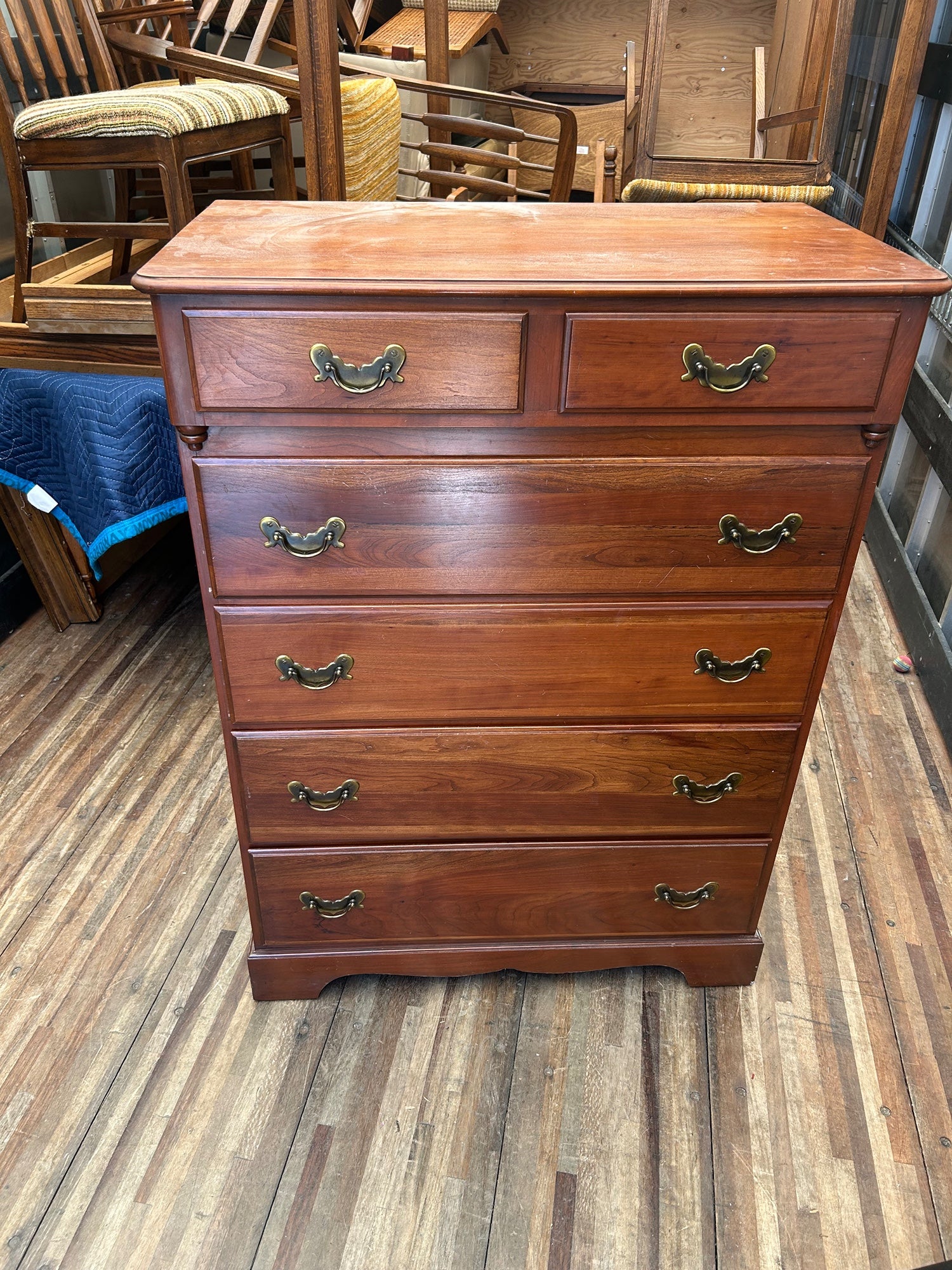 Six Drawer Tall Dresser with Metal Hardwear