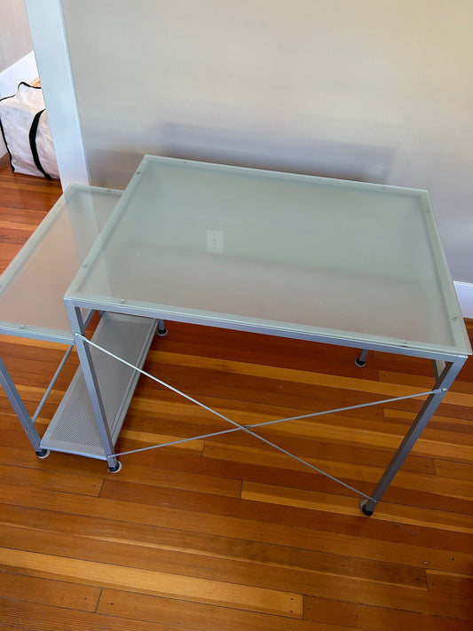 Silver and Frosted Glass Desk
