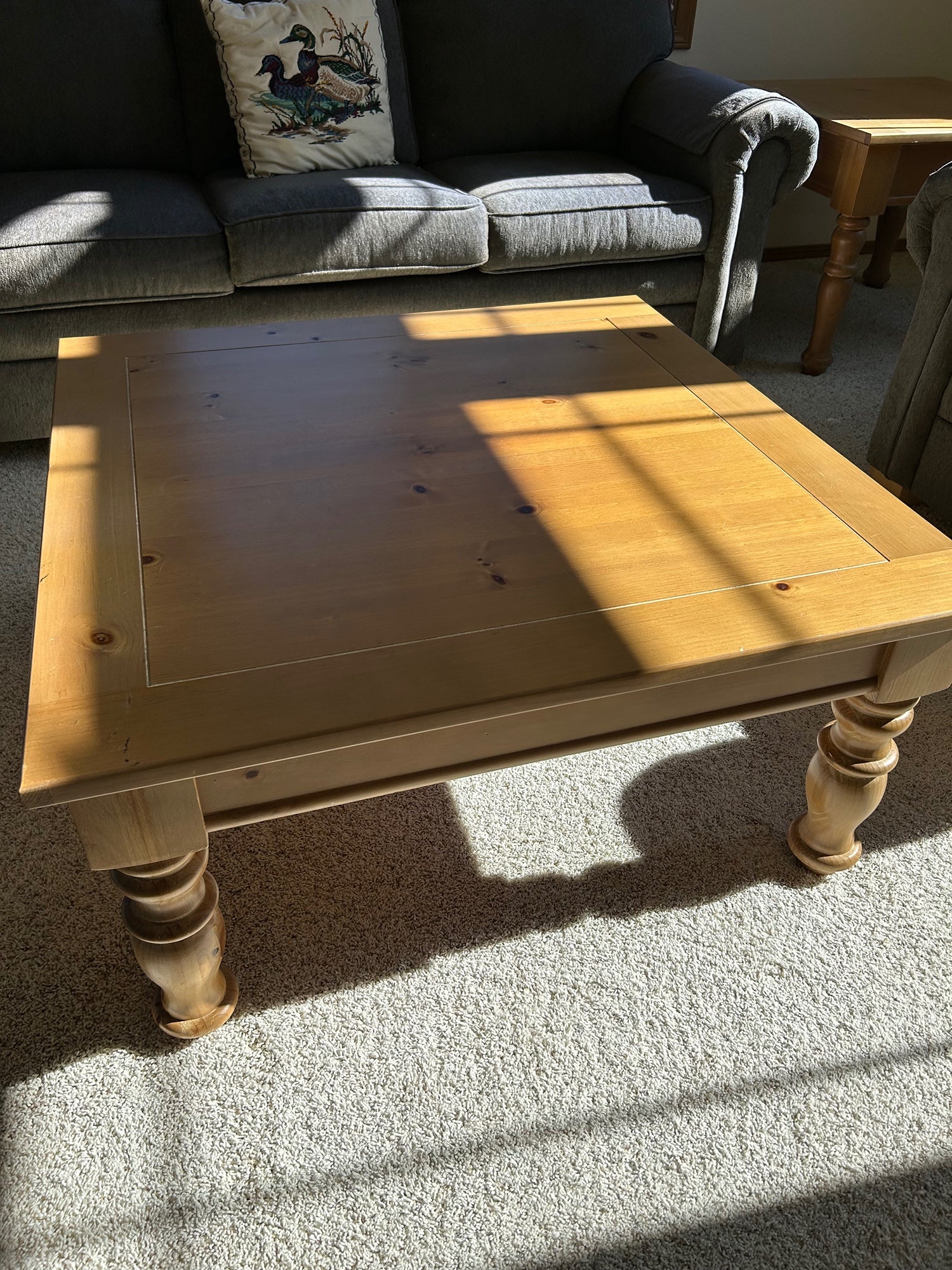 Square Rustic Pine Coffee Table