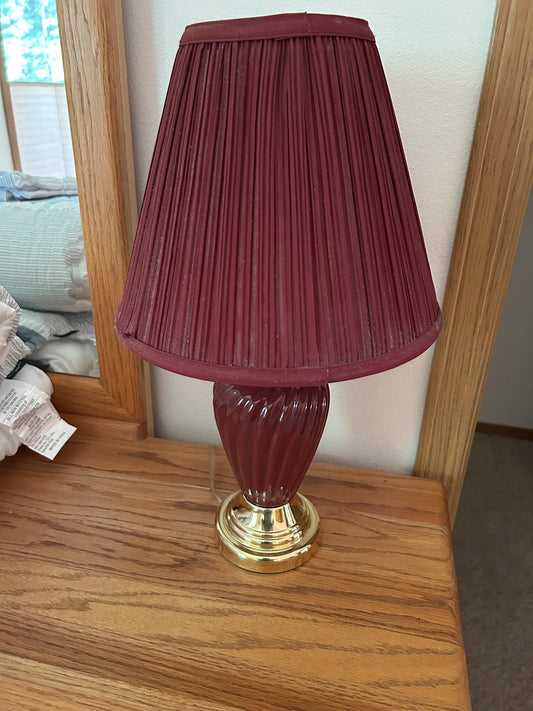 Burgundy Accent Lamp with Gold Accent