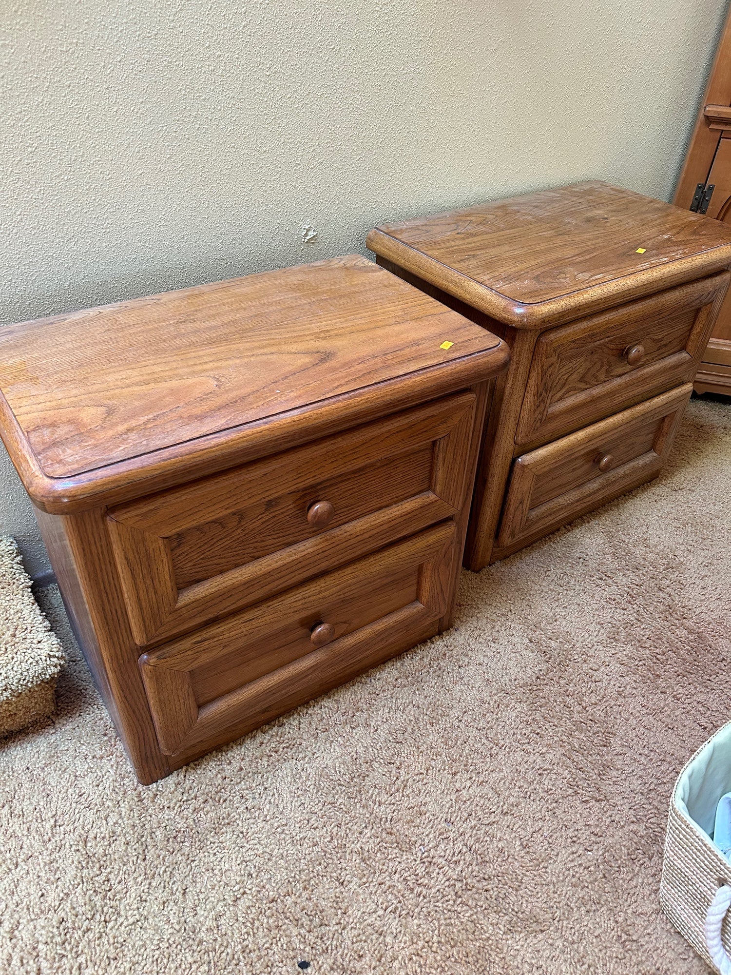 Small Oak Side Table with Two Drawers