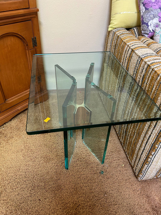 90s Style Glass Accent Table