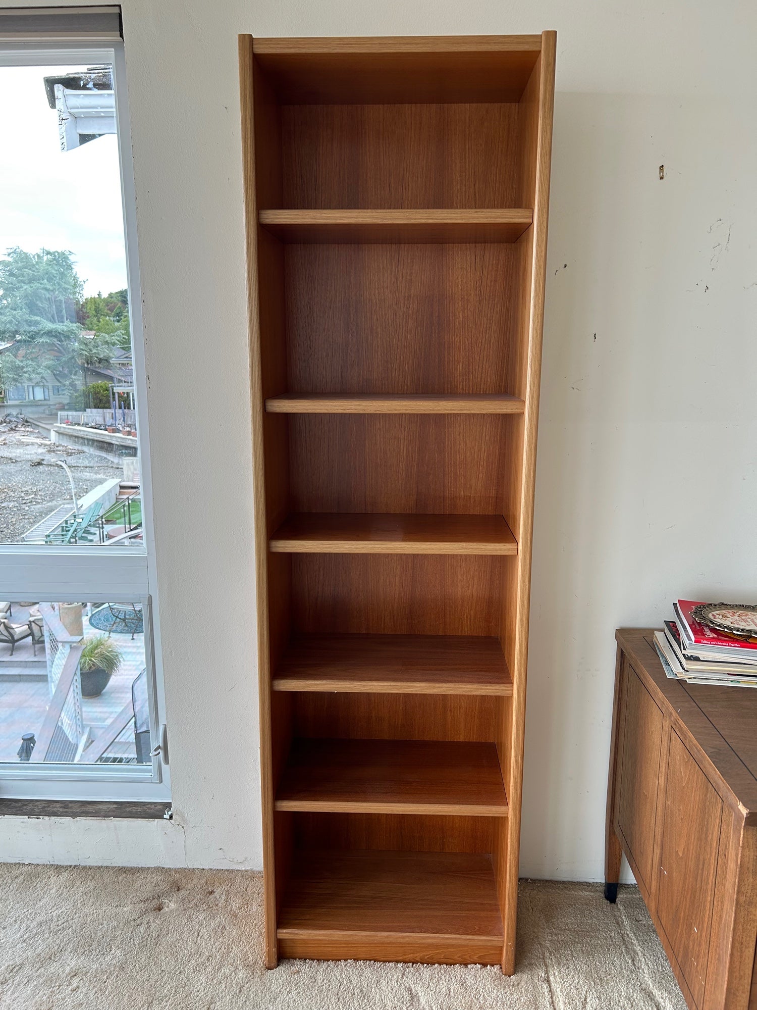 Narrow Maple Bookcase with Six Shelves, Made in Denmark