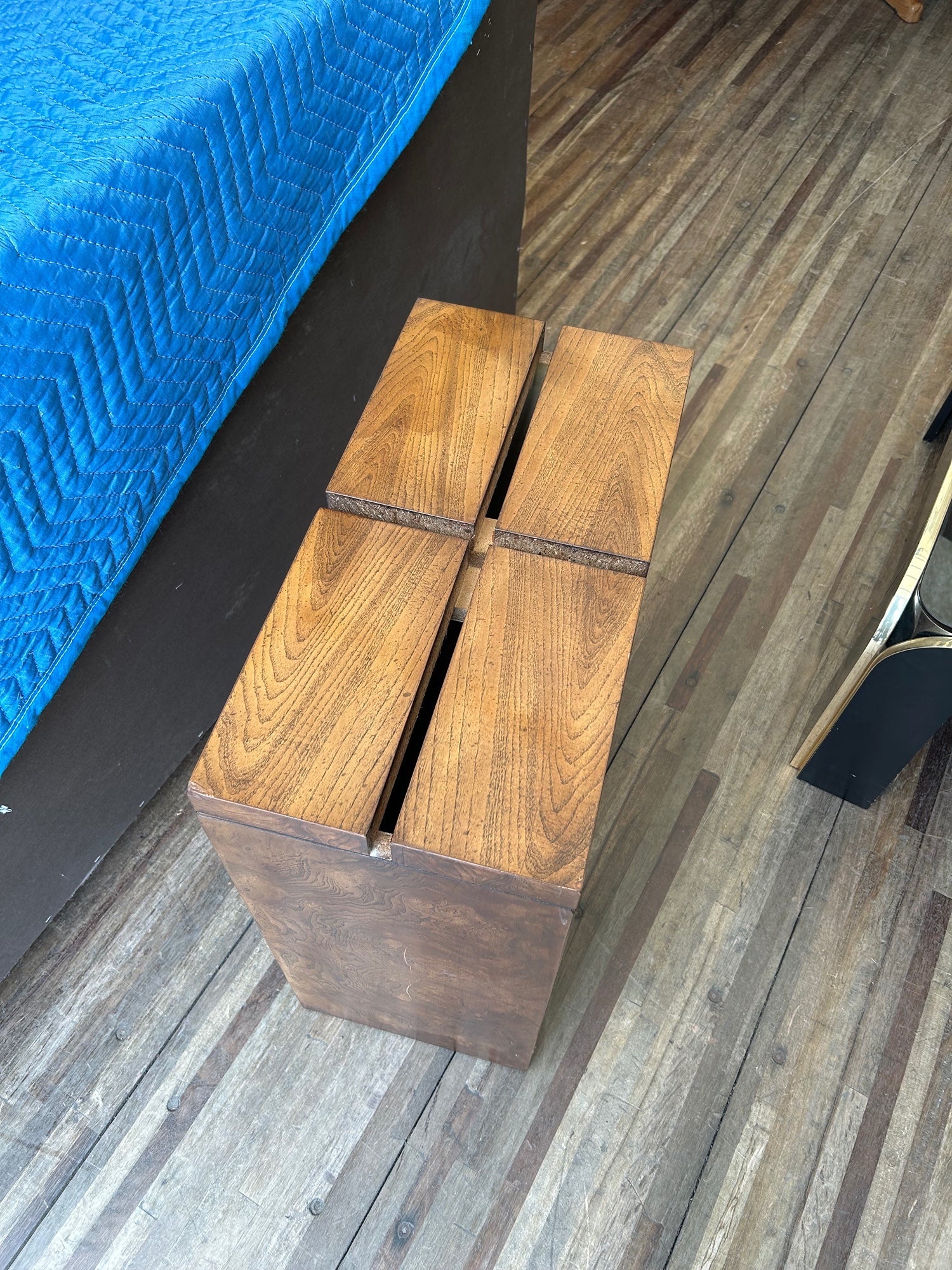 Lane MCM Walnut Console Table with Glass Top