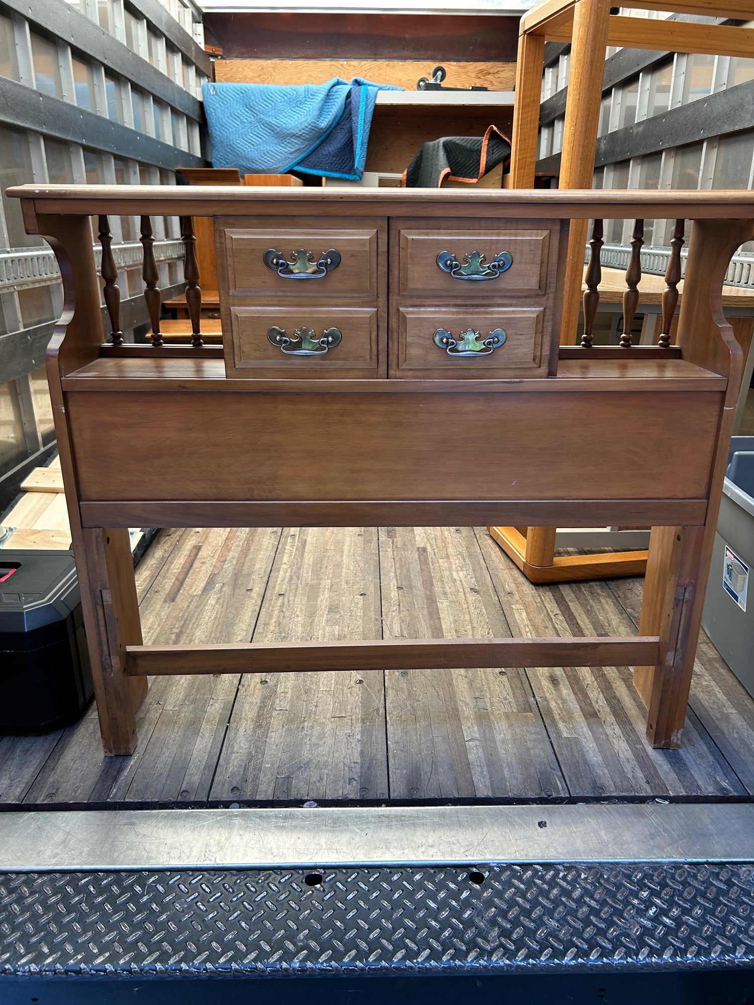 Vintage Solid Wood Vanity or Desk Hutch with Drawers