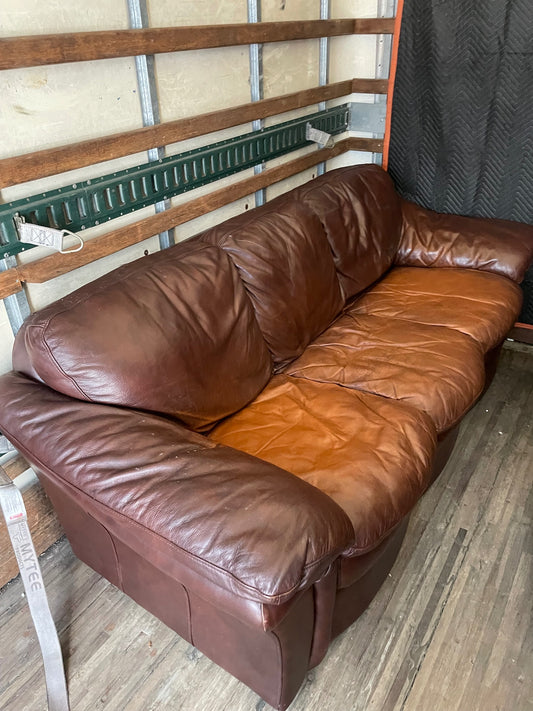 Brown Three Seat Leather Sofa