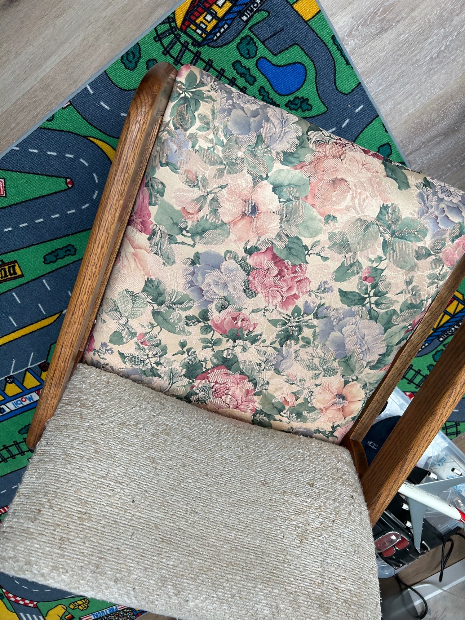 Vintage Floral Upholstered Dining Chair
