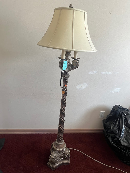Twisted Column Floor Lamp with Off-White Shade