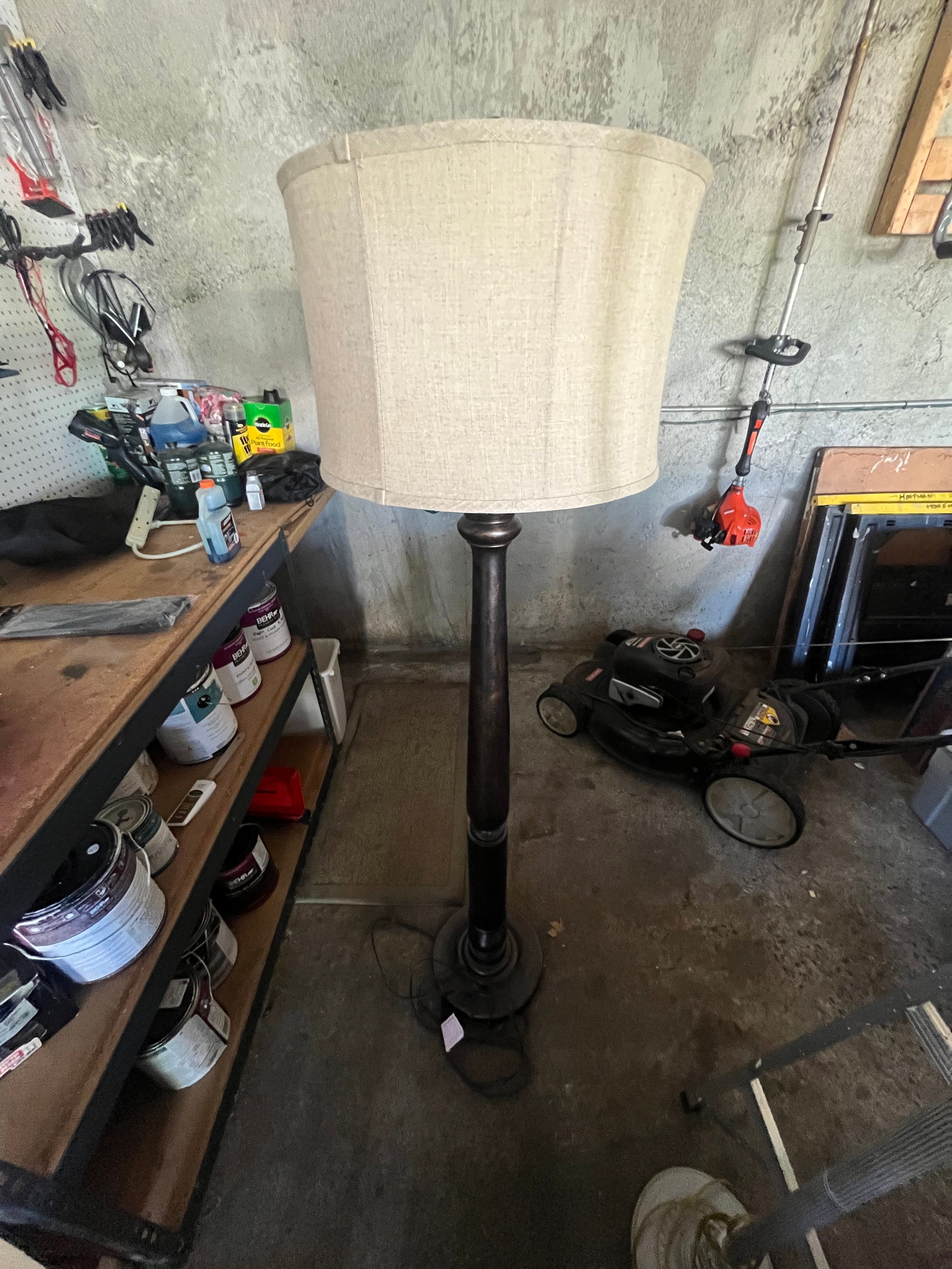 Traditional Bronze Floor Lamp with Linen Shade