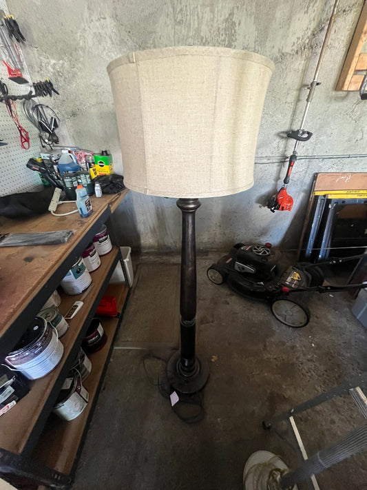 Traditional Bronze Floor Lamp with Linen Shade