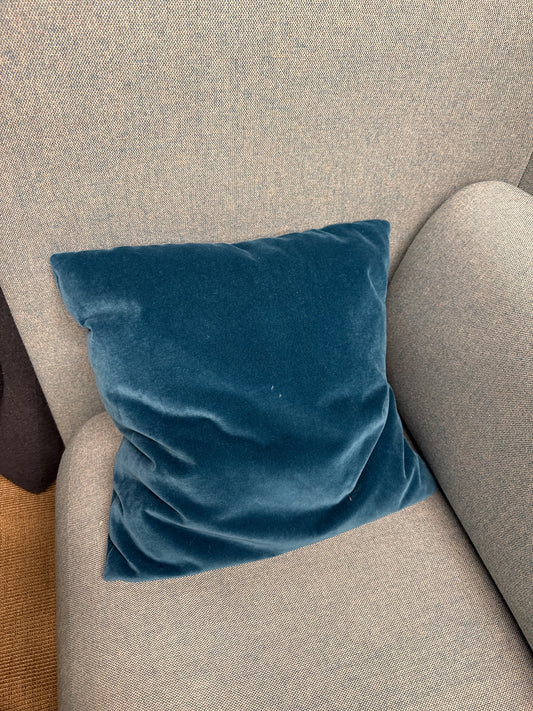 Square Teal Velvet Throw Pillow