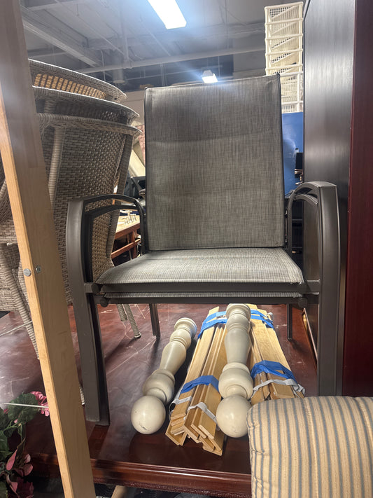 Sling-Back Outdoor Patio Chair with Metal Frame