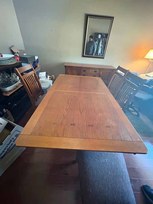 Rustic Hardwood Dining Table with Leaf