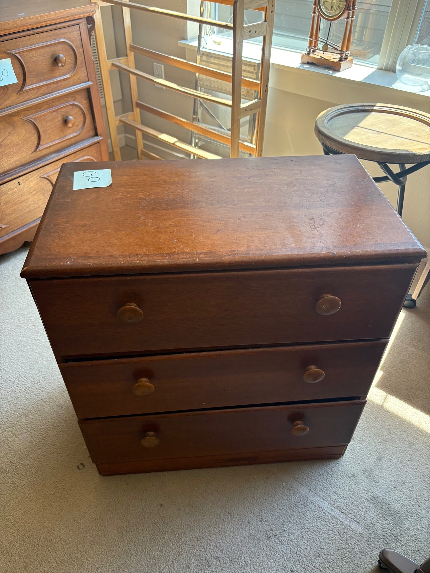 Rustic Three-Drawer Wooden Chest