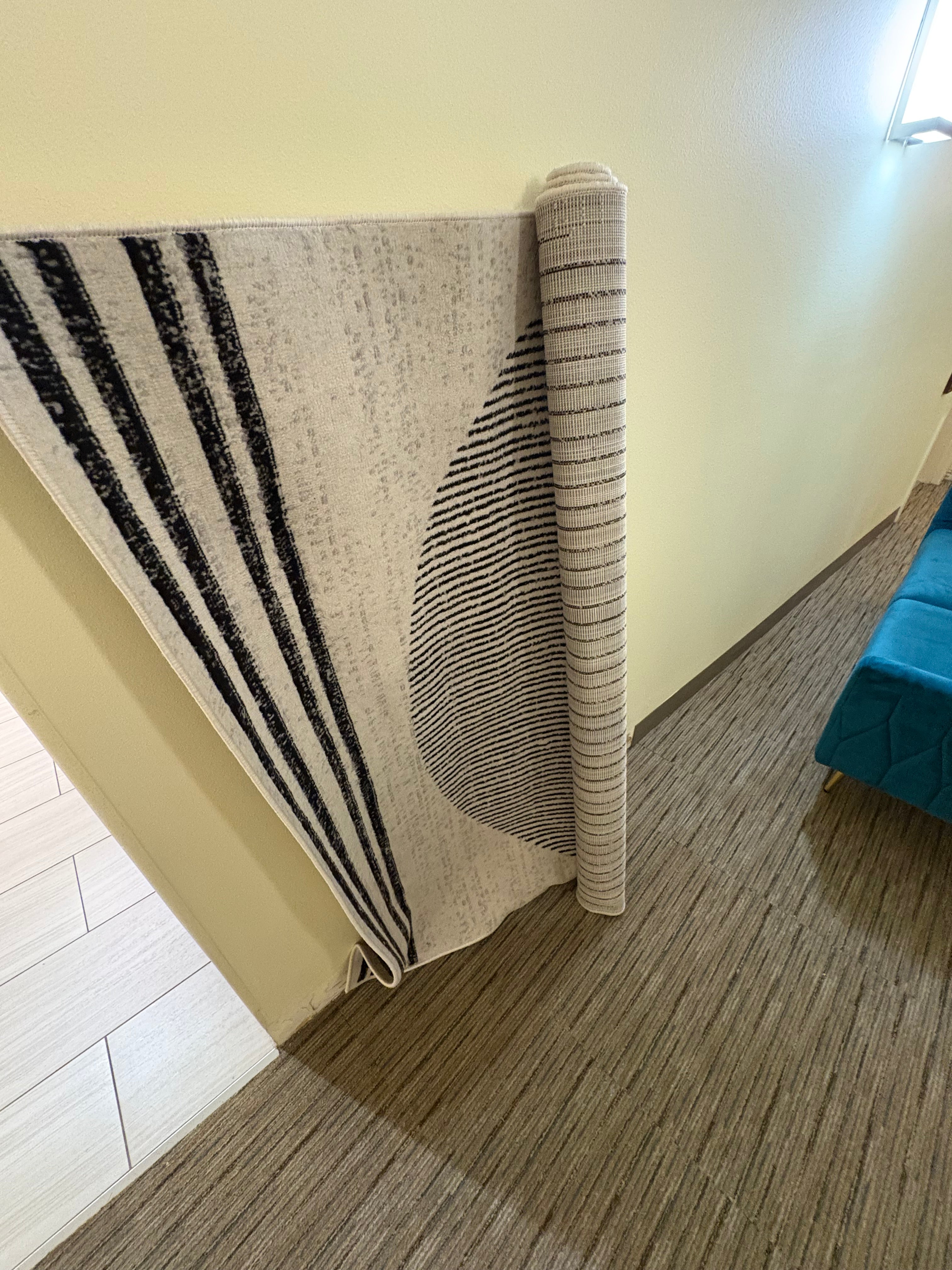 Modern Abstract Area Rug – Black & Cream